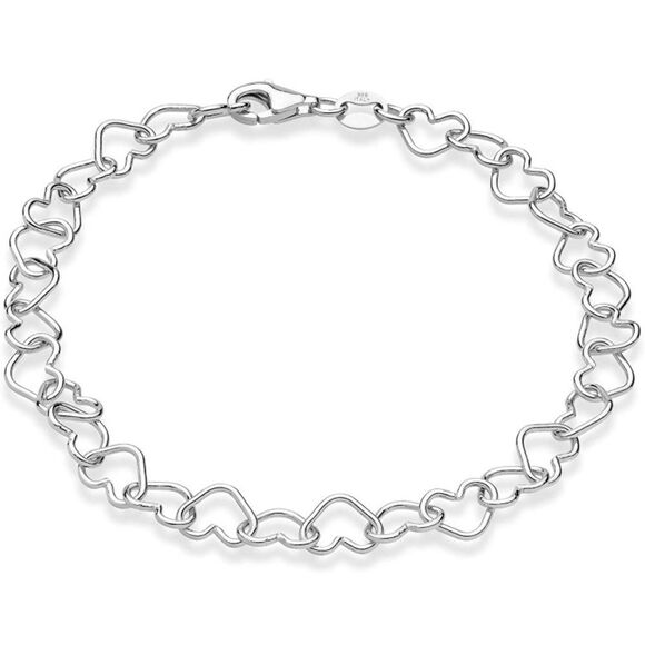 Solid 925âSterlingâSilverâHeartâChainâNecklace - Picture 2 of 8